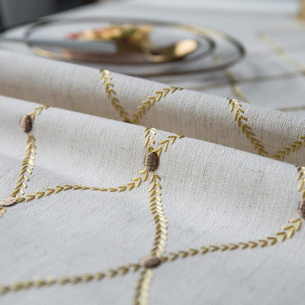 Nappes Toile Cirée Rectangulaire Cotton Soft and Comfortable Nappe Rayure Imperméable et Anti Taches Beige A 135 × 250cm