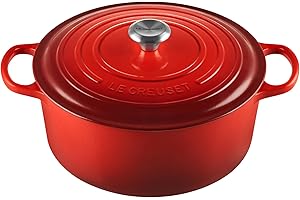 Le Creuset Enameled Cast Iron Signature Round Dutch Oven: 9 qt. Cerise Kitchen Cooking Pot