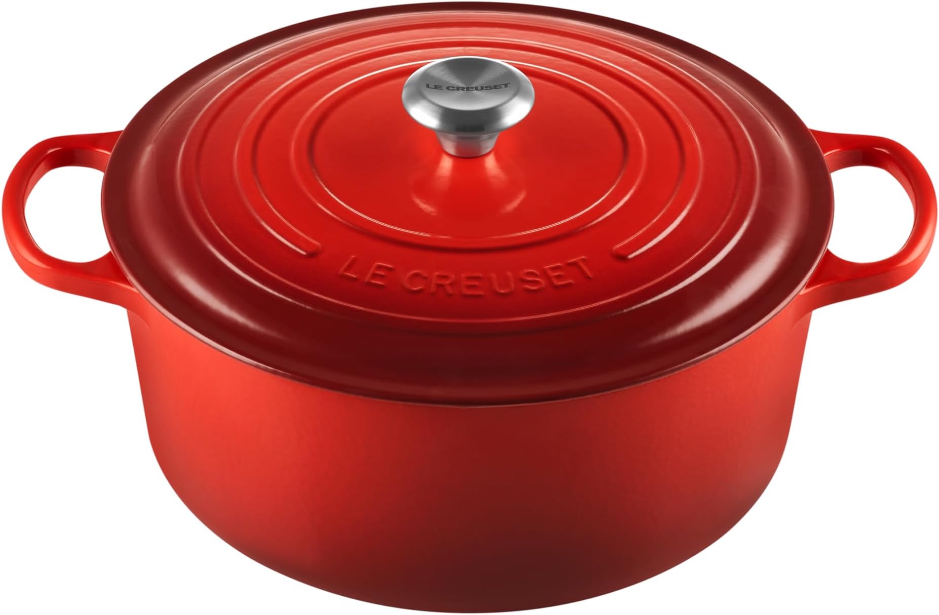 Le Creuset Signature Enamelled Cast Iron Round Casserole Dish With Lid, 30 cm, 8.1 Litres, Cerise, 21177300602430