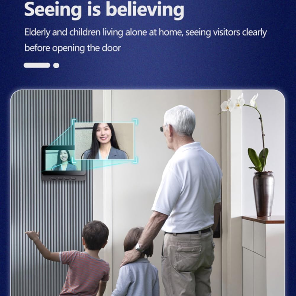 Sonnette sans Fil avec Camera 1080P Visiophone sans Fil Exterieur étanche avec écran IPS de 4.3 Vision Nocturne Audio Bidirectionnel Sécurité à Domicile sans Abonnement sans APP sans WiFi Caméra 170°