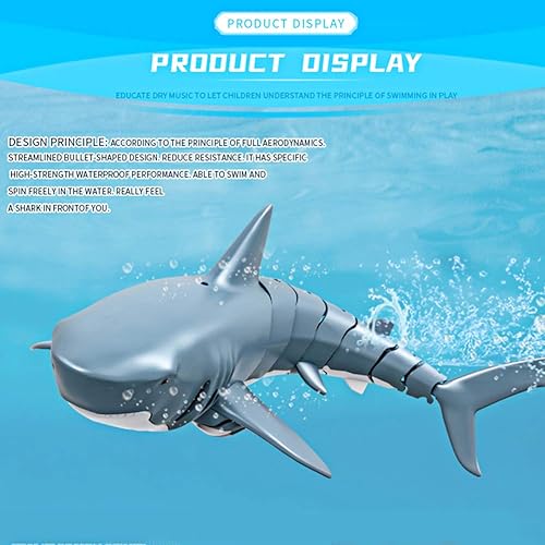 Miniatura 6 de VGEBY Barco de tiburón de simulación, 2.4G Control de cuatro vías de simulación de barco de peces de juguete de agua para piscina, baño y piscina