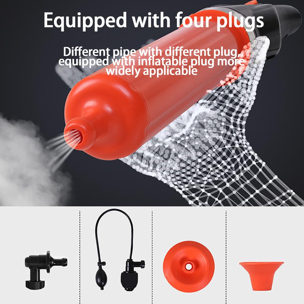 Pistolet à piston électrique pour toilettes, déboucheur de vidange portable haute pression avec affichage de la pression, 4 têtes remplaçables pour enlever les bouchons de toilettes