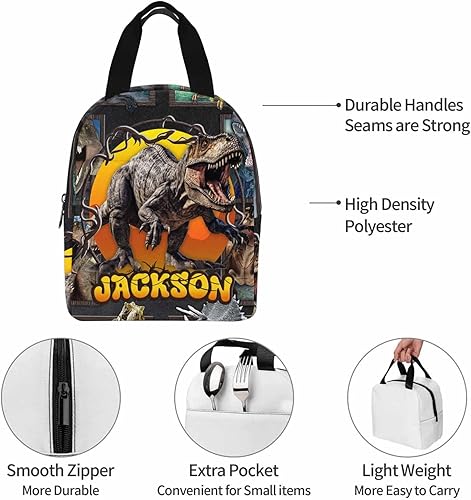 Miniatura 2 de Bolsa de almuerzo personalizada con nombre, lonchera rugiente personalizada, bolsa de picnic con cremallera personalizada para hijo, nieto, sobrino