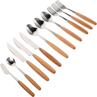 POPETPOP 1 Juego bolsa de almacenamiento de cubiertos vajilla de cena servir cuchara de sopa tenedores y cucharas bolsa de utensilios al aire libre accesorio de cena Acero inoxidable Marrón