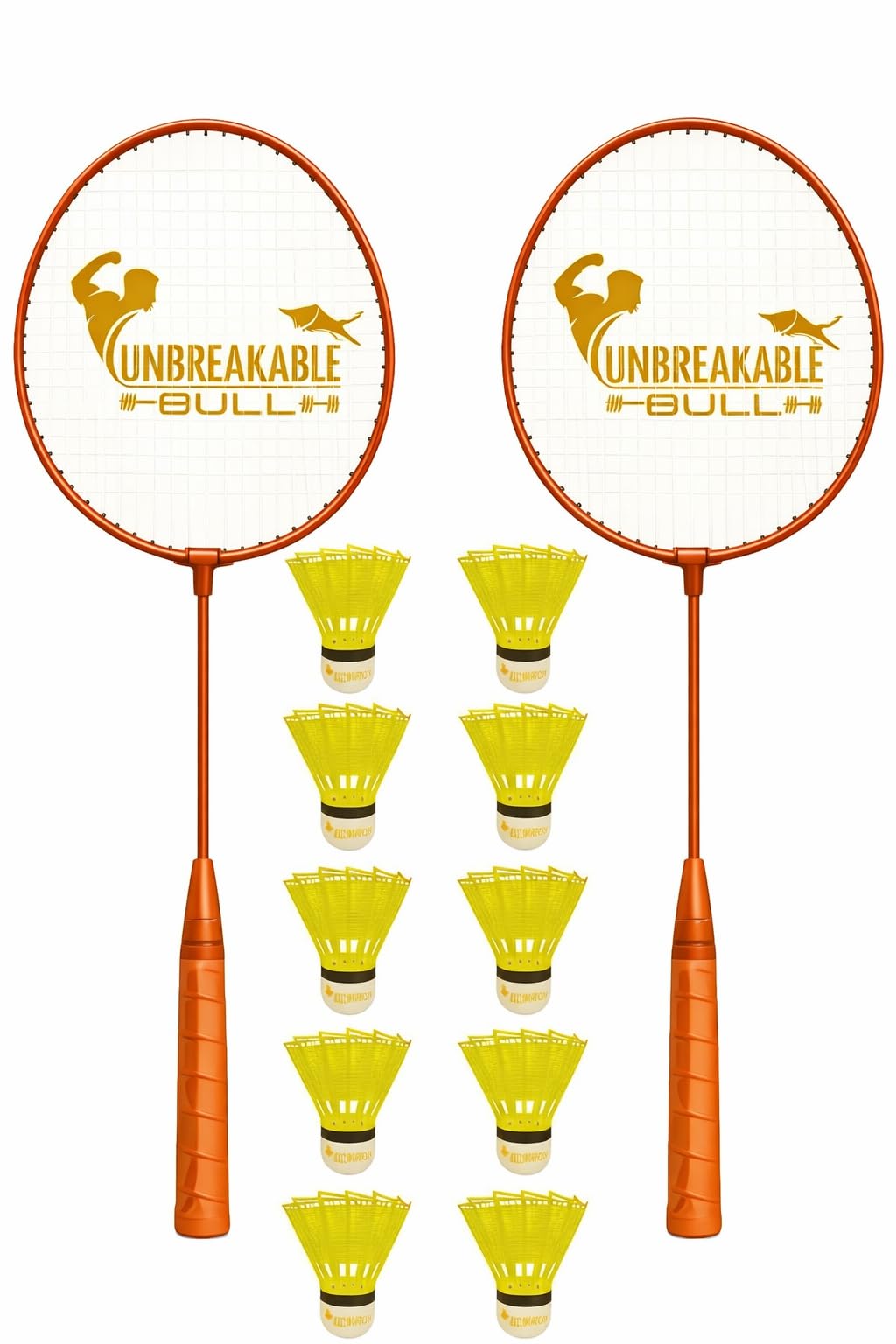 𝐔𝐍𝐁𝐑𝐄𝐀𝐊𝐀𝐁𝐋𝐄 𝐁𝐔𝐋𝐋 Badminton Racket with Shuttles 10 PC Combo for Kids, Mens and Womens, Lightweight Badminton Racket with Shuttlecock Set | Ideal for Beginners, Kids & Family Play org-image-26