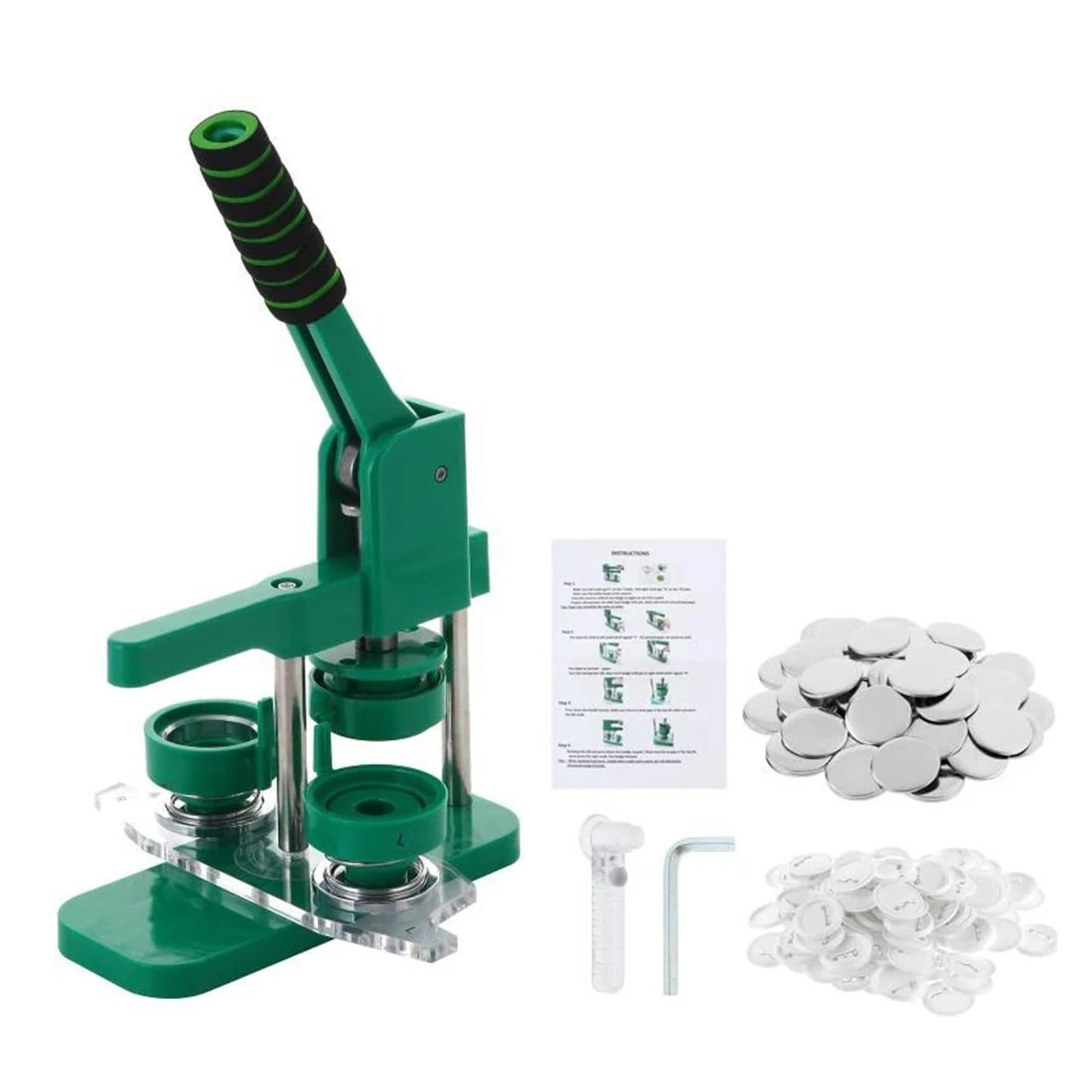 Maszyna do produkcji znaczków DIY 25/32/44 mm ze 100 zestawami pustych materiałów na znaczki, magnetyczna forma ręcznego tłoczenia, regulowana Różnego przeznaczenia