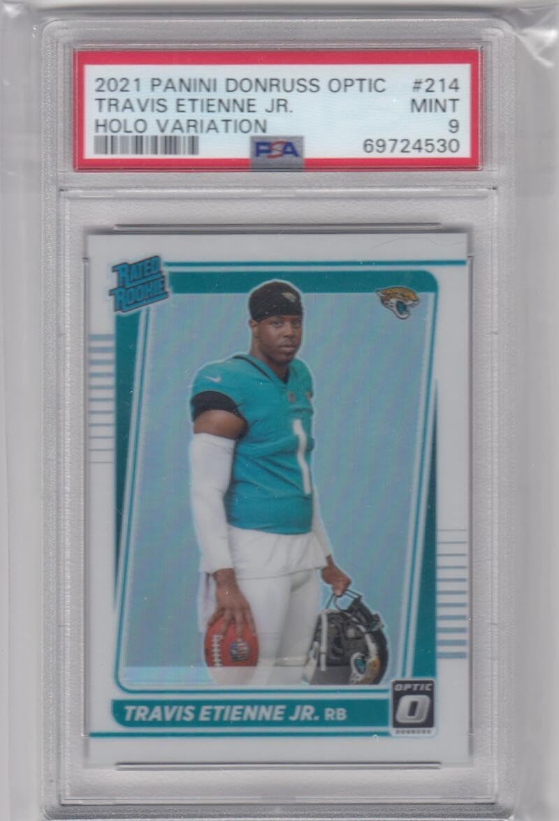 Football Trading Card NFL 2021 Donruss Optic Holo Variation #214 Travis Etienne Jr. Rated Rookies PSA 9 MINT RC Rookie Jaguars