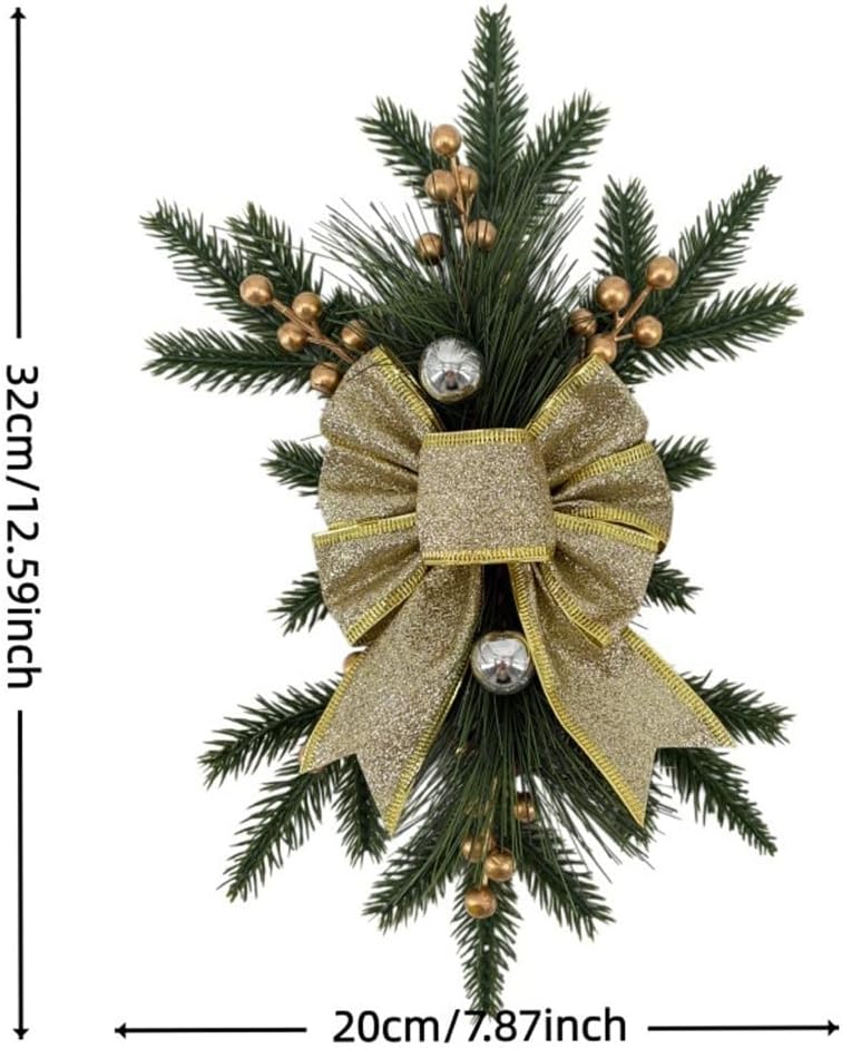 Christmas Railing Bowknot Swag with Faux Boughs and Covered Straps