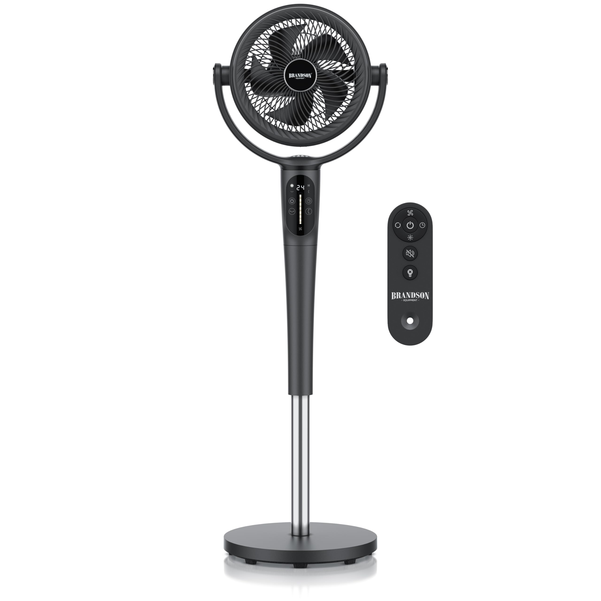 Brandson - 3D Standventilator mit ECO DC Motor – sehr leise – Preisträger 2026-60% Energieeinsparung – Ventilator mit 24 Geschwindigkeiten – horizontale und vertikale Oszillation – Fernbedienung