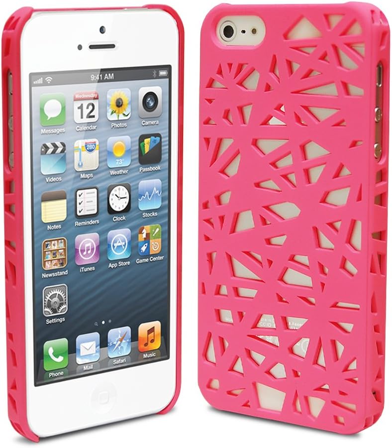 Rubberized Hard Case for Apple iPhone 5 - Bird Nest (Hot Pink)