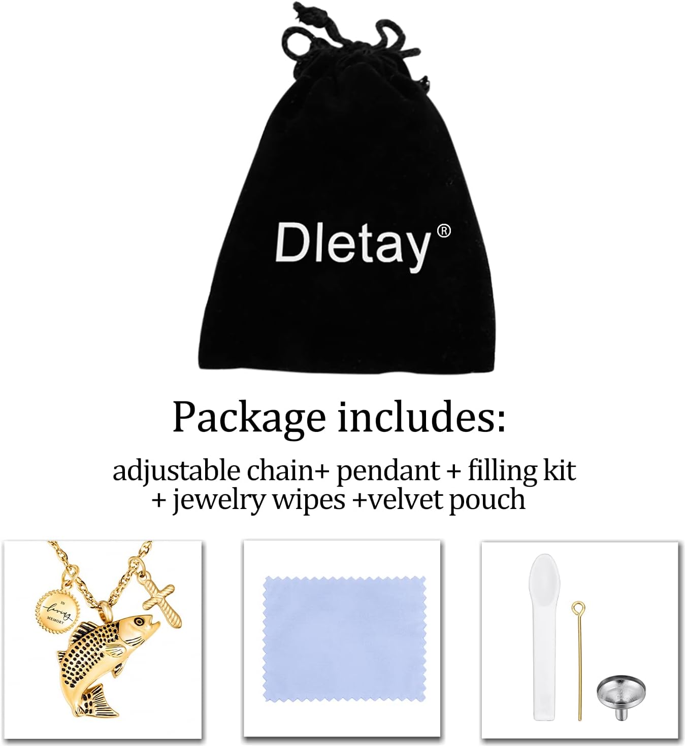 Dletay Fish Cremation Jewelry for Ashes Memorial Ashes Keepsake Necklace Urn Necklace Pendant - Image 7