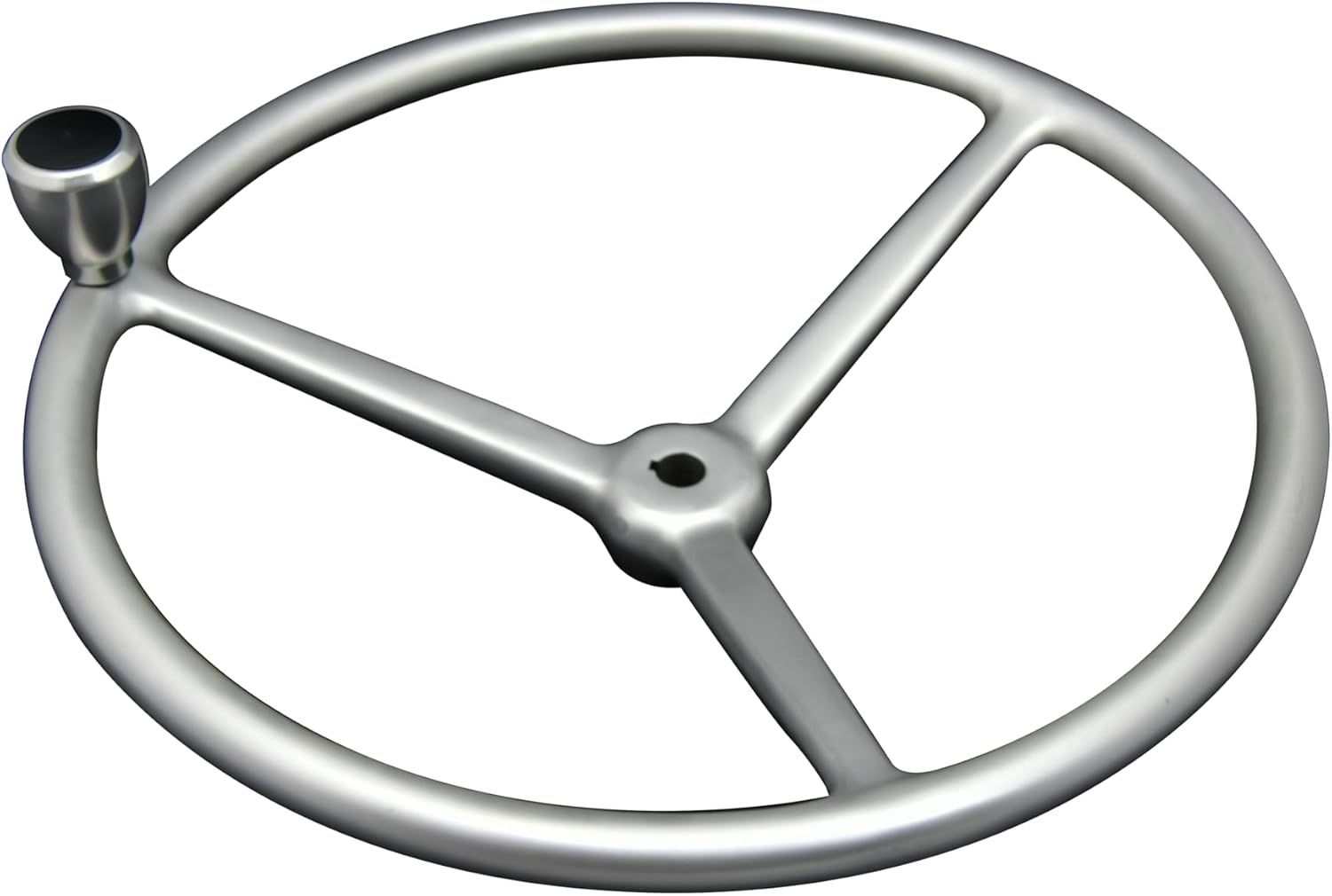 Vinland Marine Aluminum 3-spoke Sport Boat Steering Wheel with Bearing Knob & Finger Grooves Ø15-1/2", fits with boat hydraulic steering, most boat steering system and boat steering wheel helm