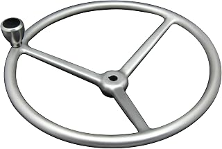 Vinland Marine Aluminum 3-spoke Sport Boat Steering Wheel with Bearing Knob & Finger Grooves Ø15-1/2", fits with boat hydraulic steering, most boat steering system and boat steering wheel helm