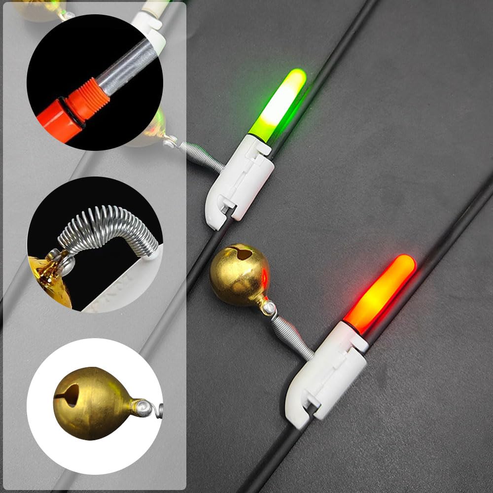 6 Pezzi Starlight Pesca a Batteria, Starlight LED Pesca, Campana di Allarme di Pesca Impermeabile con Caricatore e Batteria per La Pesca Notturna