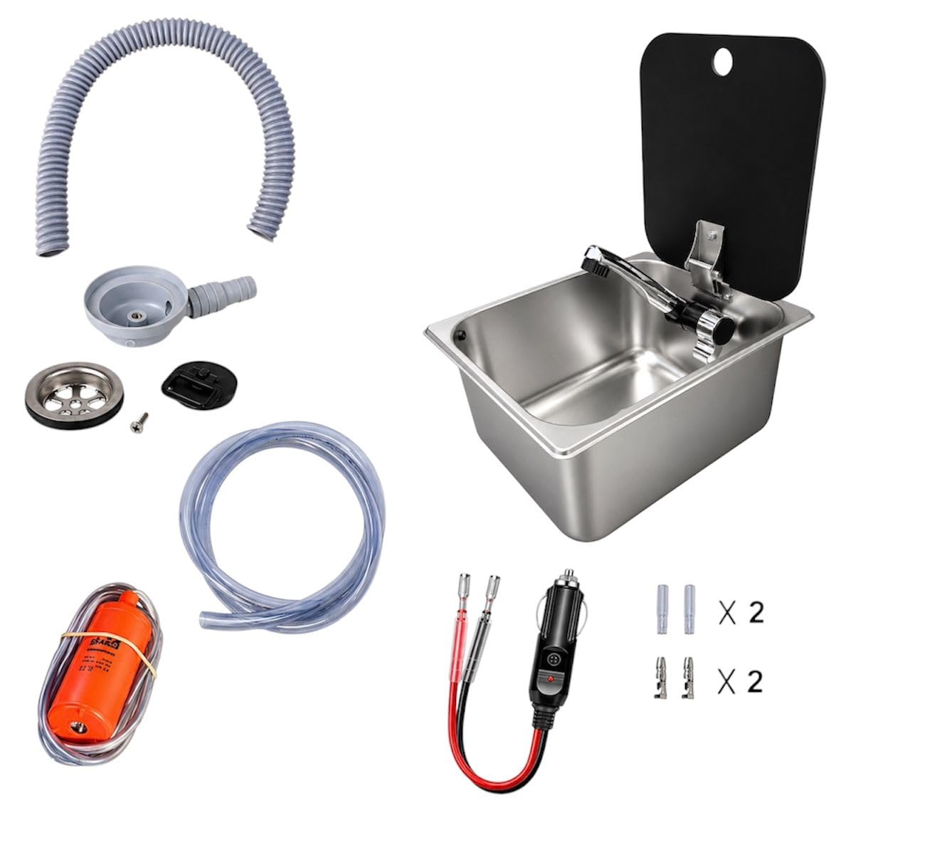 ️Kit Fregadero Camper pequeño con Tapa GARRAFAS A Elegir – Ideal para Kit Camper Furgoneta, Lavabo Caravana y Cocina Camper, Ideal para Muebles Camper