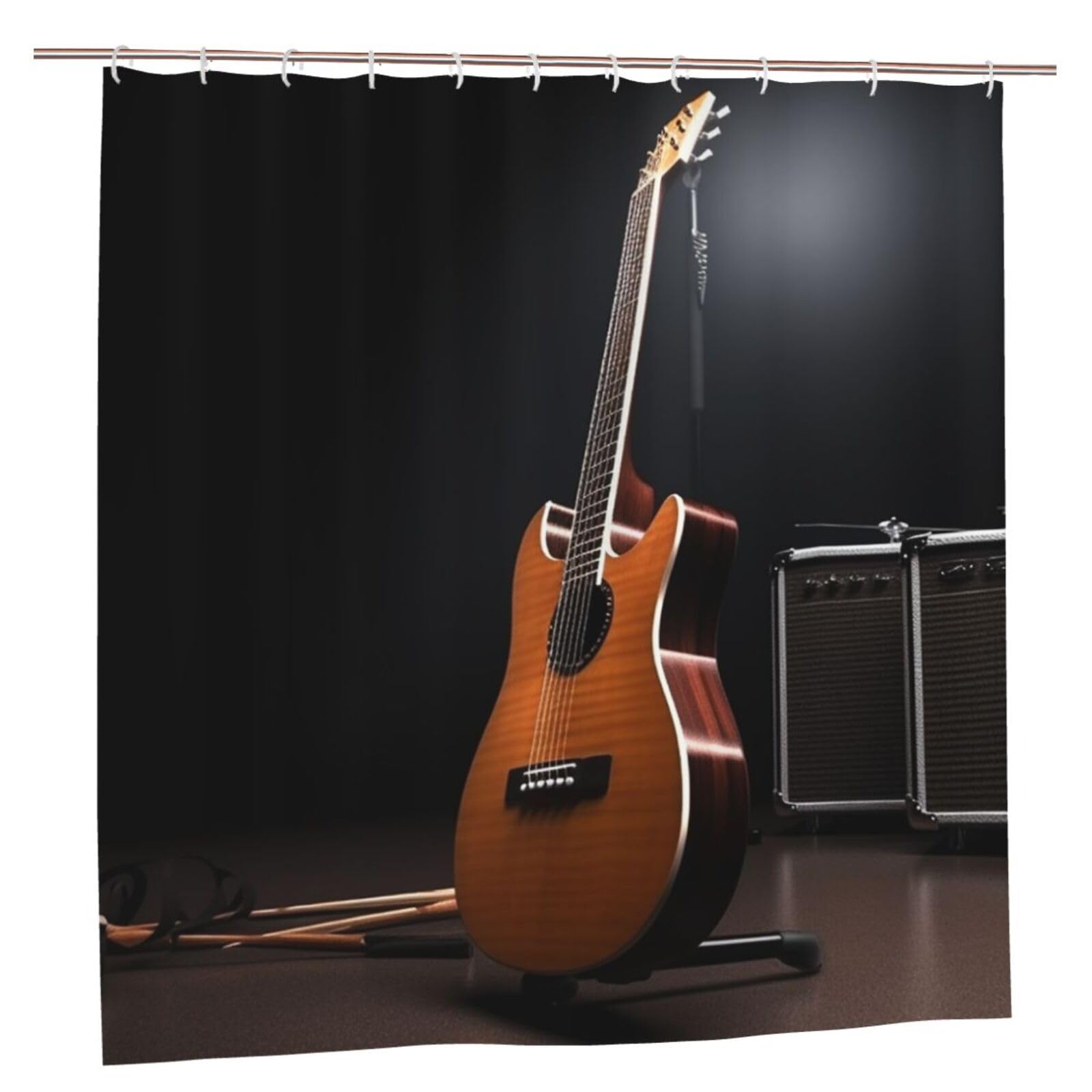 Rideau de douche guitare étanche pour garder votre sol sec avec style musical