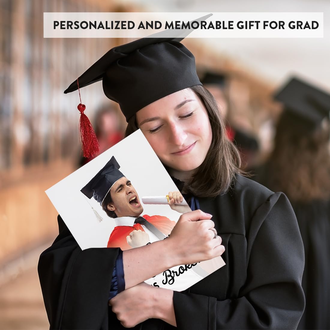 Andaz Press 8.5"x11" Personalized Jumbo Funny Graduation Photo Card with Envelope, You Is Broke Custom Congratulations Card for Him, Her, College, Grad Med School, Nursing Student, Greeting Cards Gift