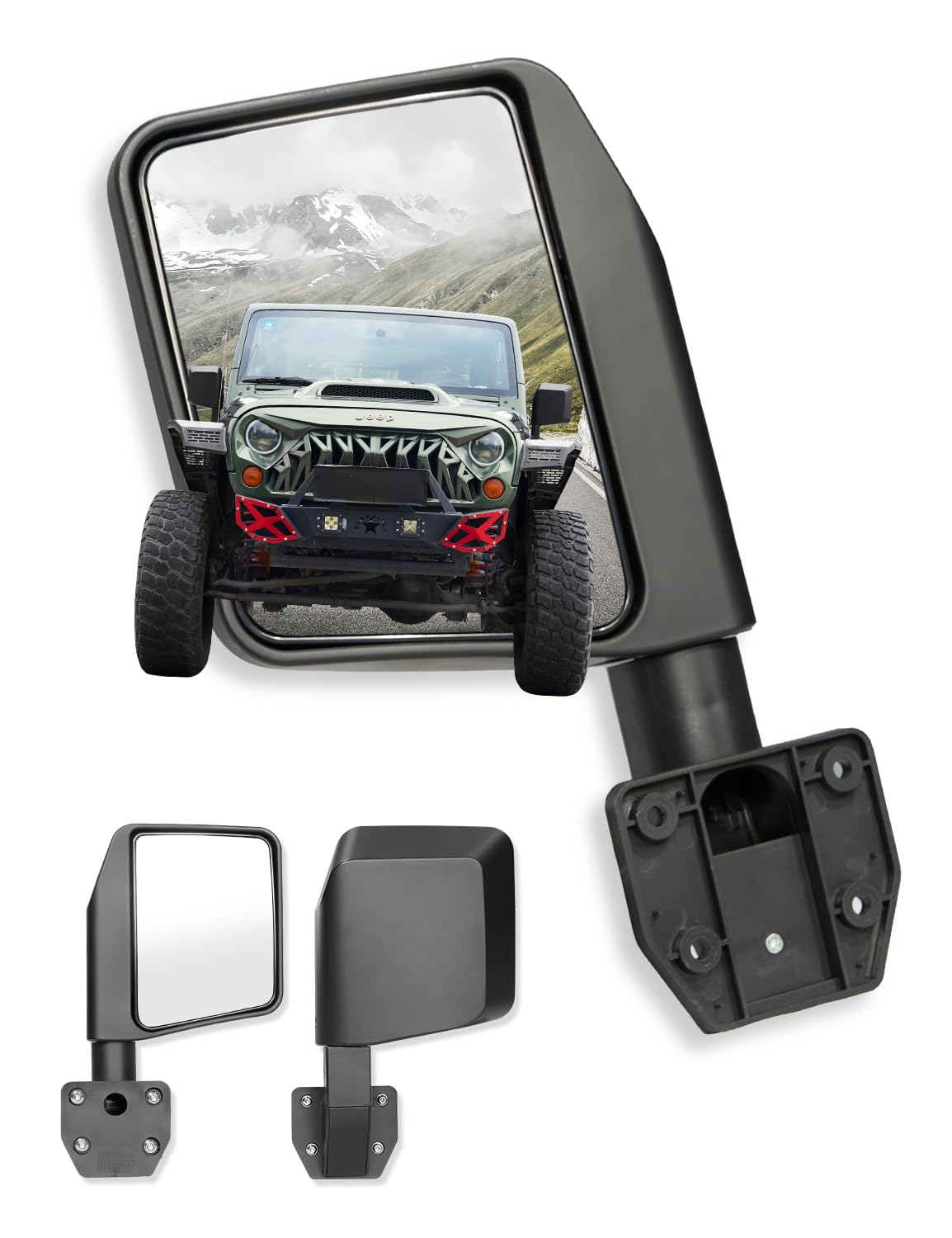 JROAD Side Mirrors for Half Doors Side View Mirrors for Tubular Doors Compatible with Jeep Wrangler TJ JK JL Gladiator JT 1997-2025 -1 Pair