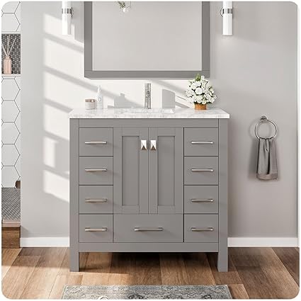 Amazon.com: Eviva Bathroom Vanity and Sink Combo 36 Inch White Finish ...