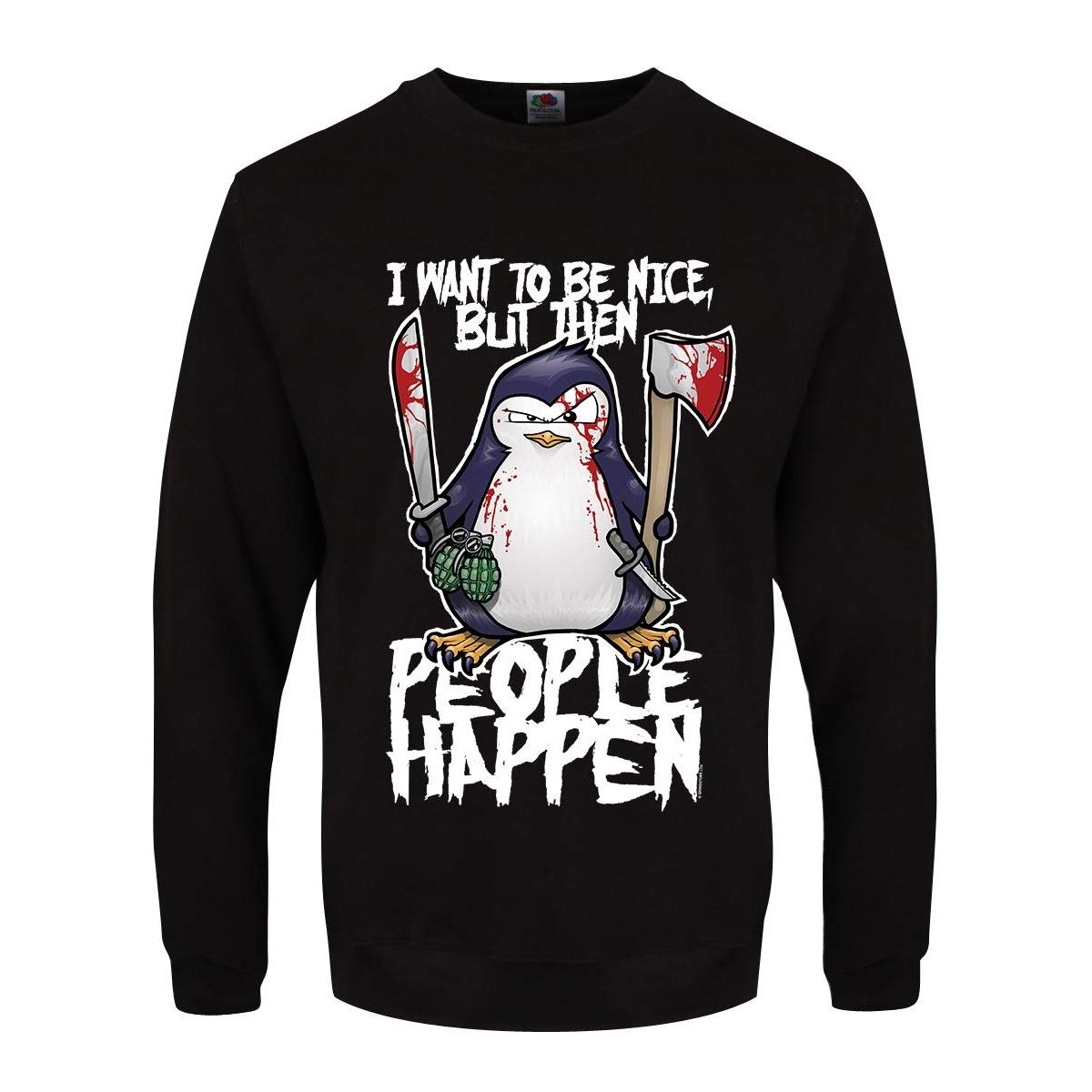Psycho Penguin Men's Black I Want To Be Nice Sweater