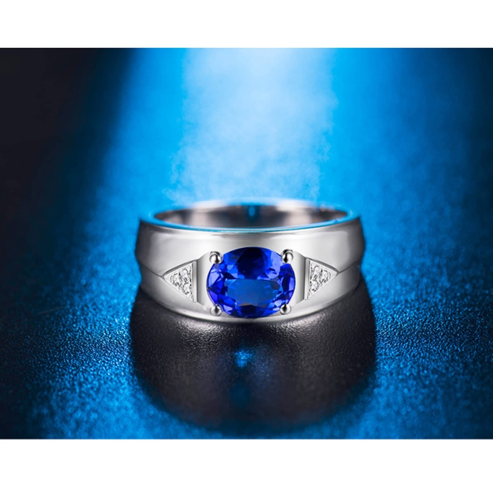 Anillo de compromiso de oro blanco de 18 quilates, anillos estéticos triangulares, anillos anchos, regalos de promesa para hombres
