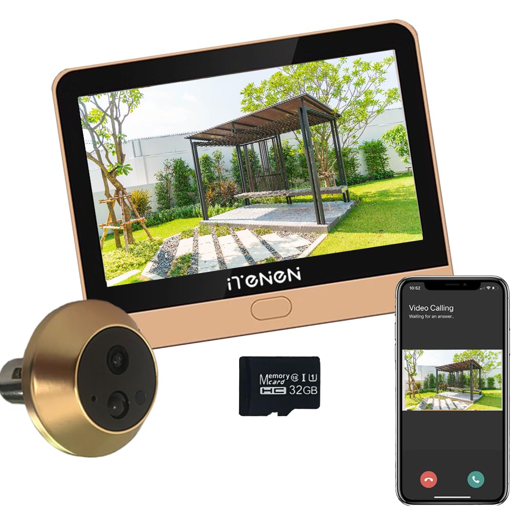 PDG1 Spioncino Digitale a Batteria WiFi 3.0MP con MicroSD da 32GB,Video Spioncino Senza Fili con Schermo a Colori da 4,3",Telecamera porta,5000 mAh,Audio a Senso Unico,Rilevamento Movimento PIR