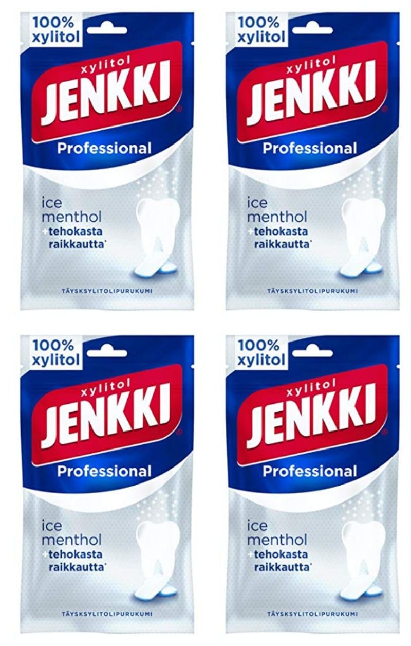 Cloetta Jenkki Xylitol Ice Menthol Chicle 4 Packs of 90g