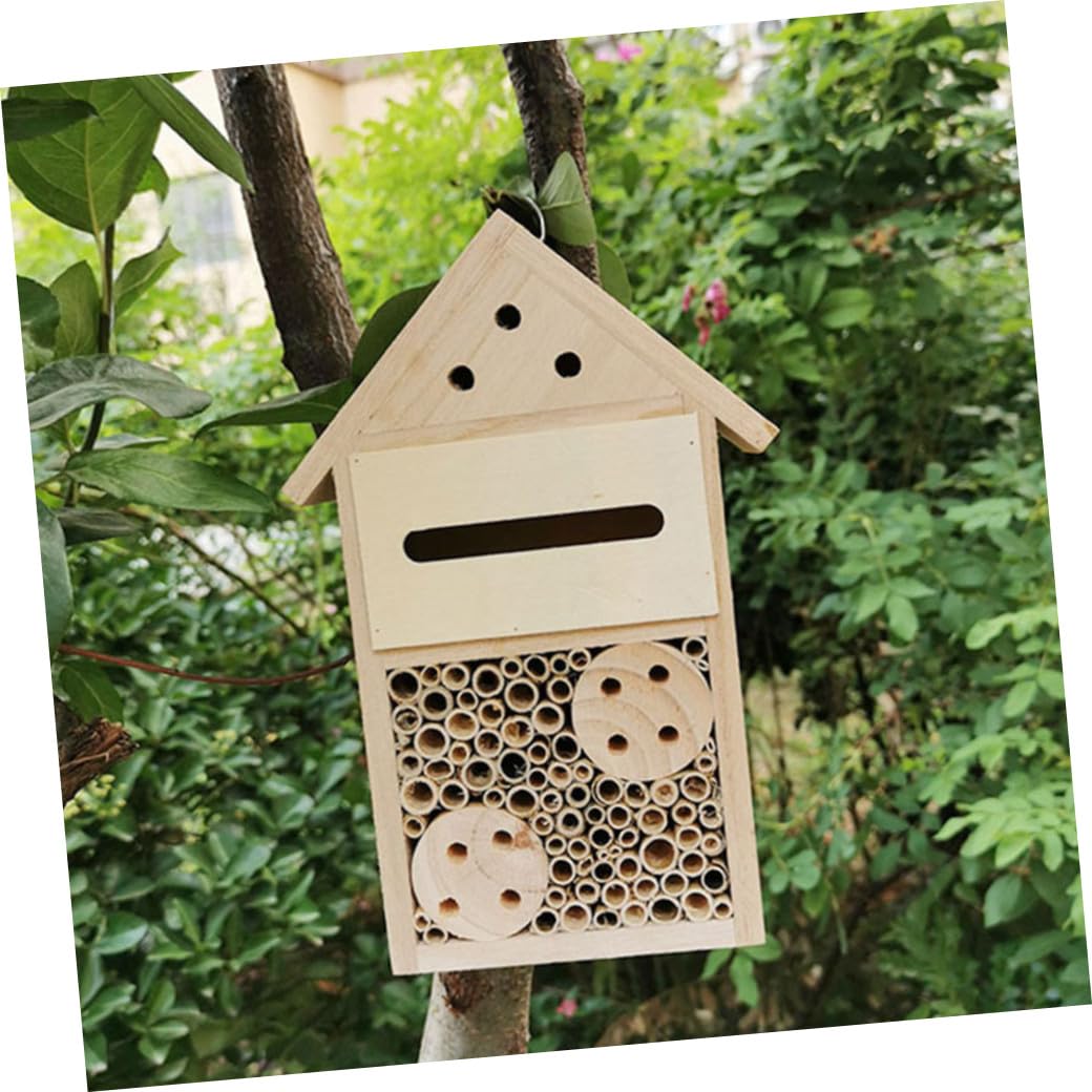 Casetta Sospesa in Legno Per Insetti Da Giardino Cabina Per Api Assemblabile Nido Dipinto Per Insetti Impollinatori Decorazione Esterna Per Giardino