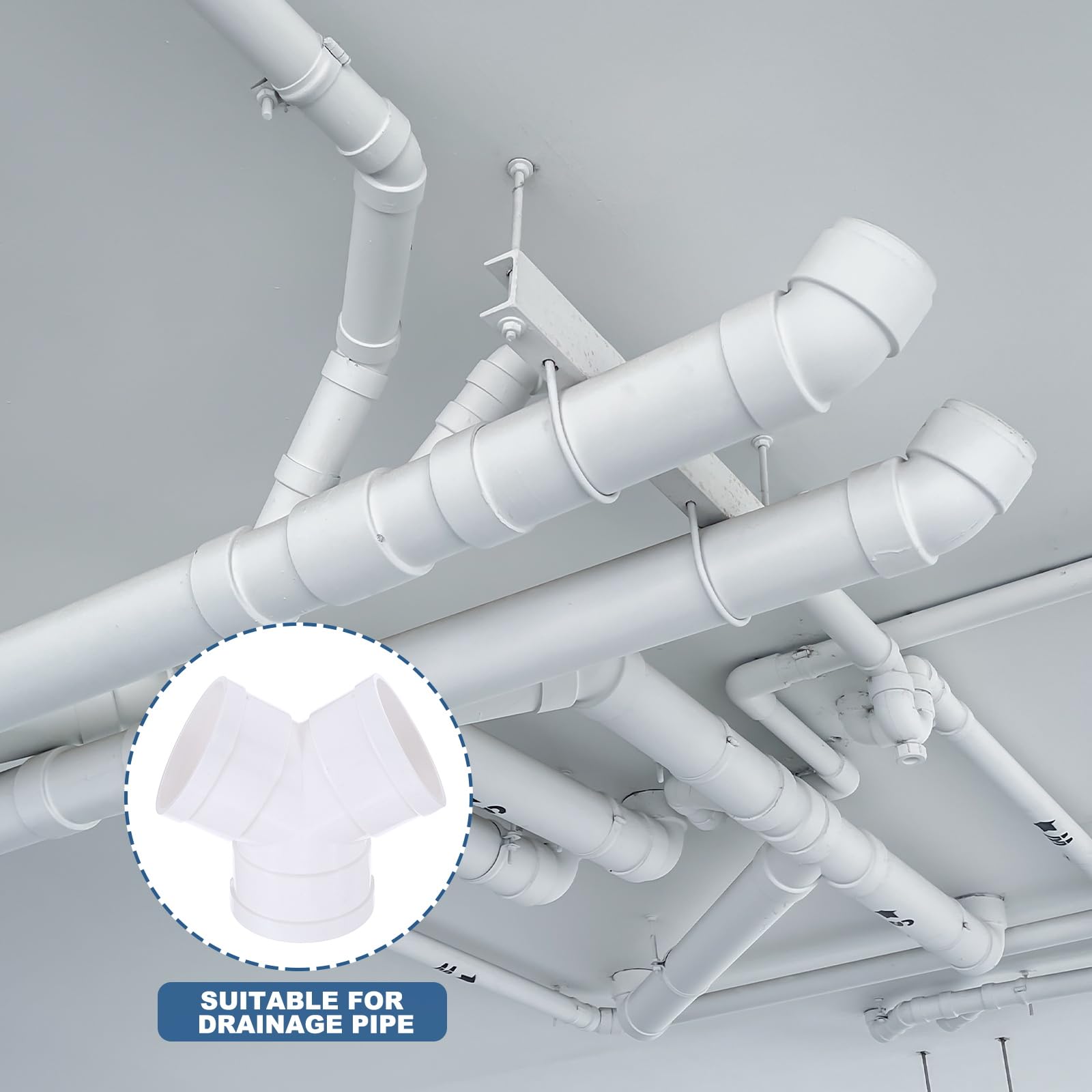 PATIKIL Lot de 2 répartiteurs de conduit à 3 voies en PVC de 7,6 cm en forme de Y pour ventilation, évacuation d'air DWV (drain, déchets et ventilation), blanc