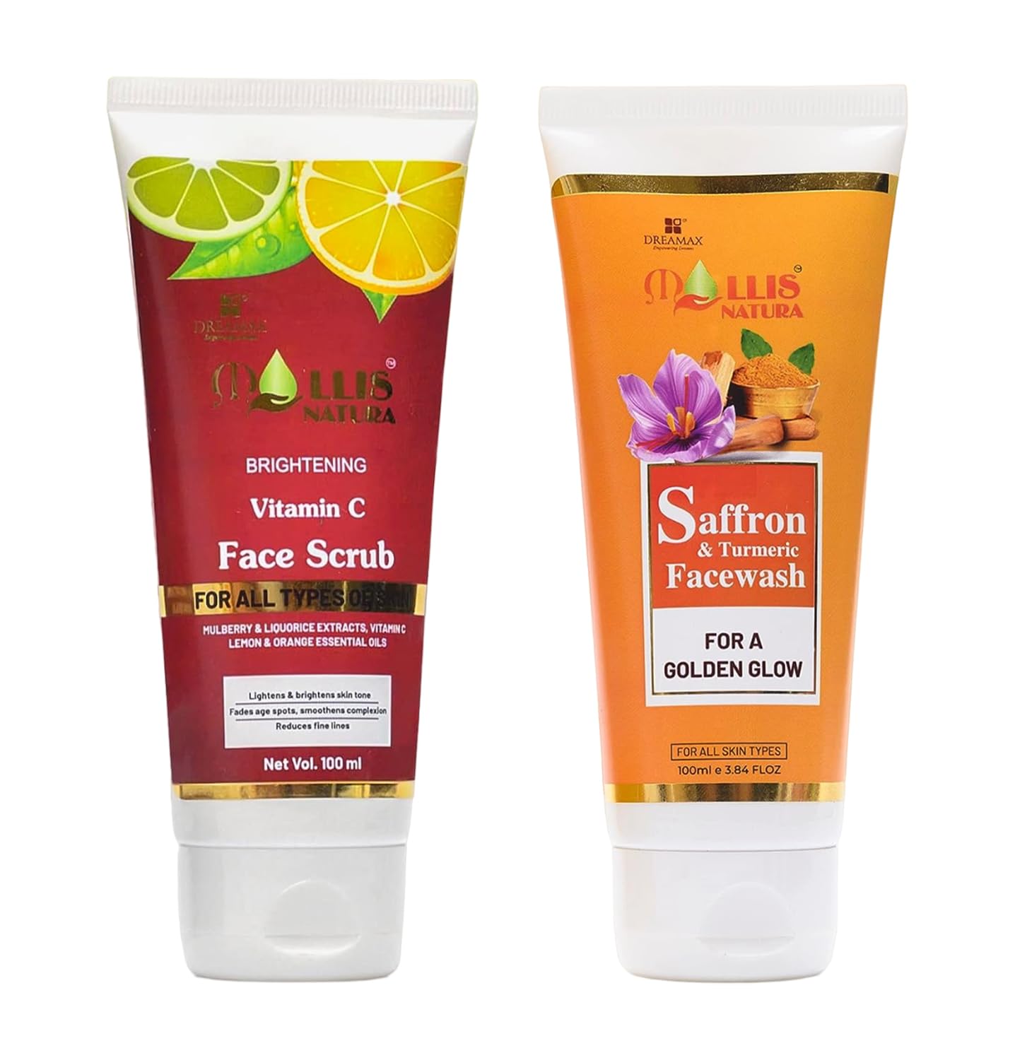 Mulberry Vitamin C Face Scrub with Saffron and Turmeric Face Wash for All Skin Type Men Women (Combo Pack of 2)