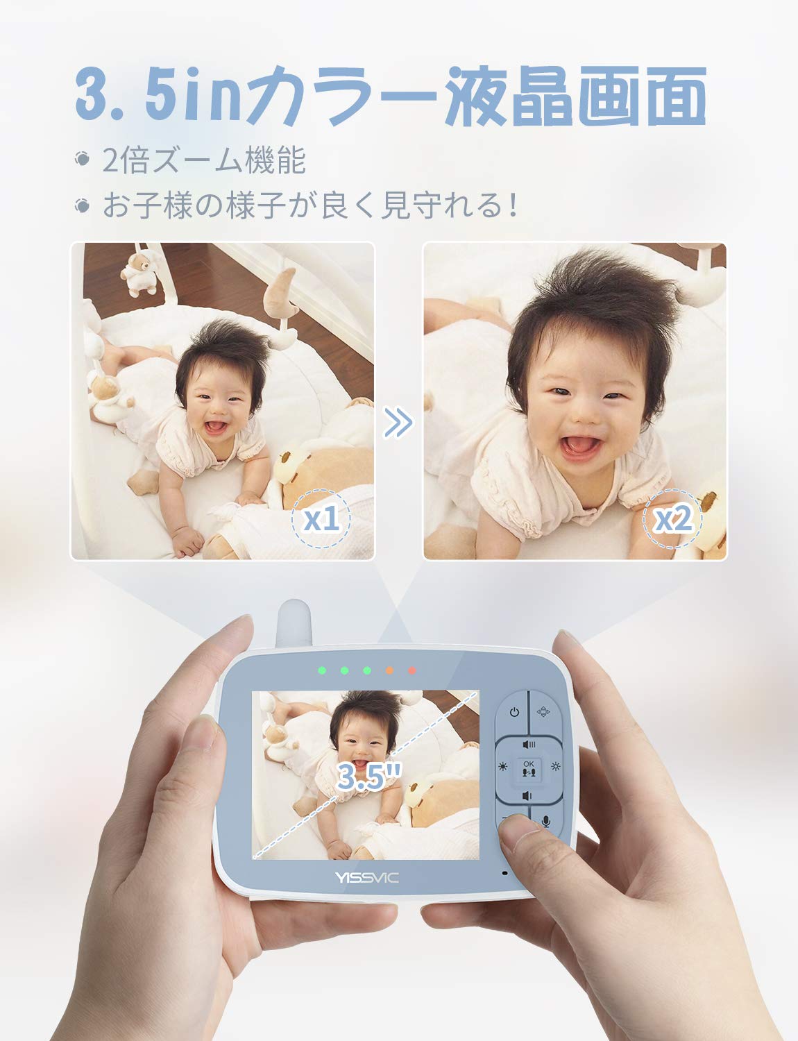 Amazon.co.jp: YISSVIC ベビーモニター 回転カメラ 4台カメラまで接続