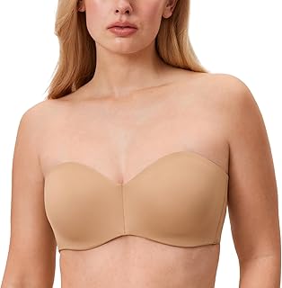 Women's Strapless Bra Unlined Underwire Minimizer Plus Size Support