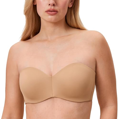 DELIMIRA Women's Strapless Bra Unlined Underwire Minimizer Plus Size Support