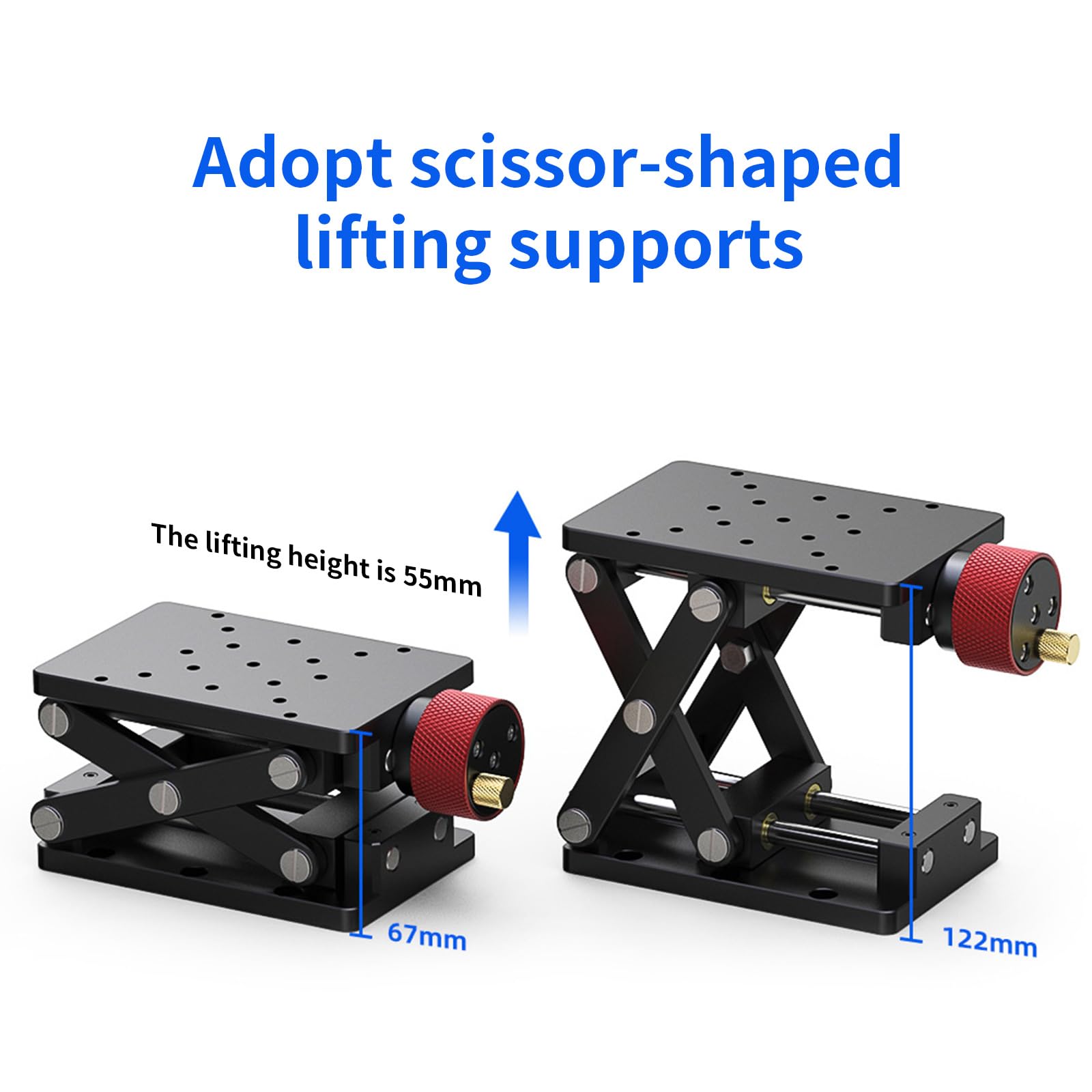 Soporte de elevación de tijera de aluminio ajustable para experimentos de laboratorio, plataforma de viaje manual, equipo científico de altura ajustable, equipo de elevación de laboratorio