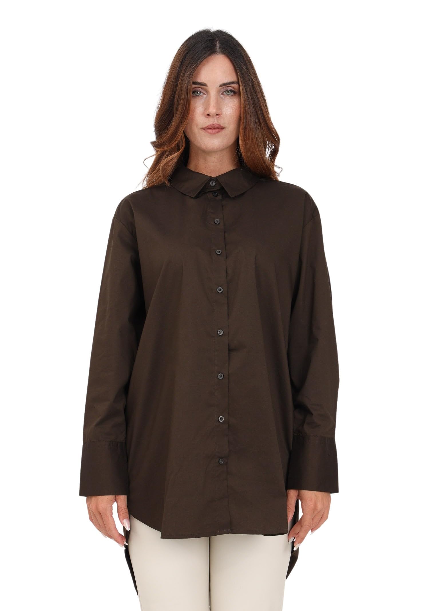 JDY Women's mio L/S Long Shirt WVN Noos Blouse, Demitasse, 8