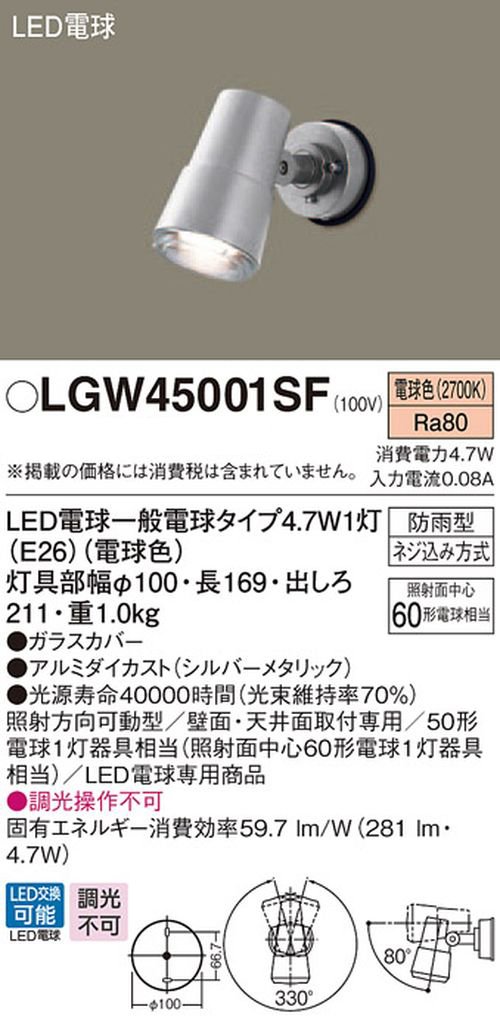 Amazon | パナソニック(Panasonic) LED スポットライト 天井壁直付型