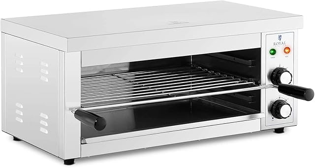 Royal Catering RCPES-280 Salamander Broiler 2,500 W 50 - 300 ° C Salamander Grill Salamander Oven (1 Rack, Timer 30 min, Stainless Steel)