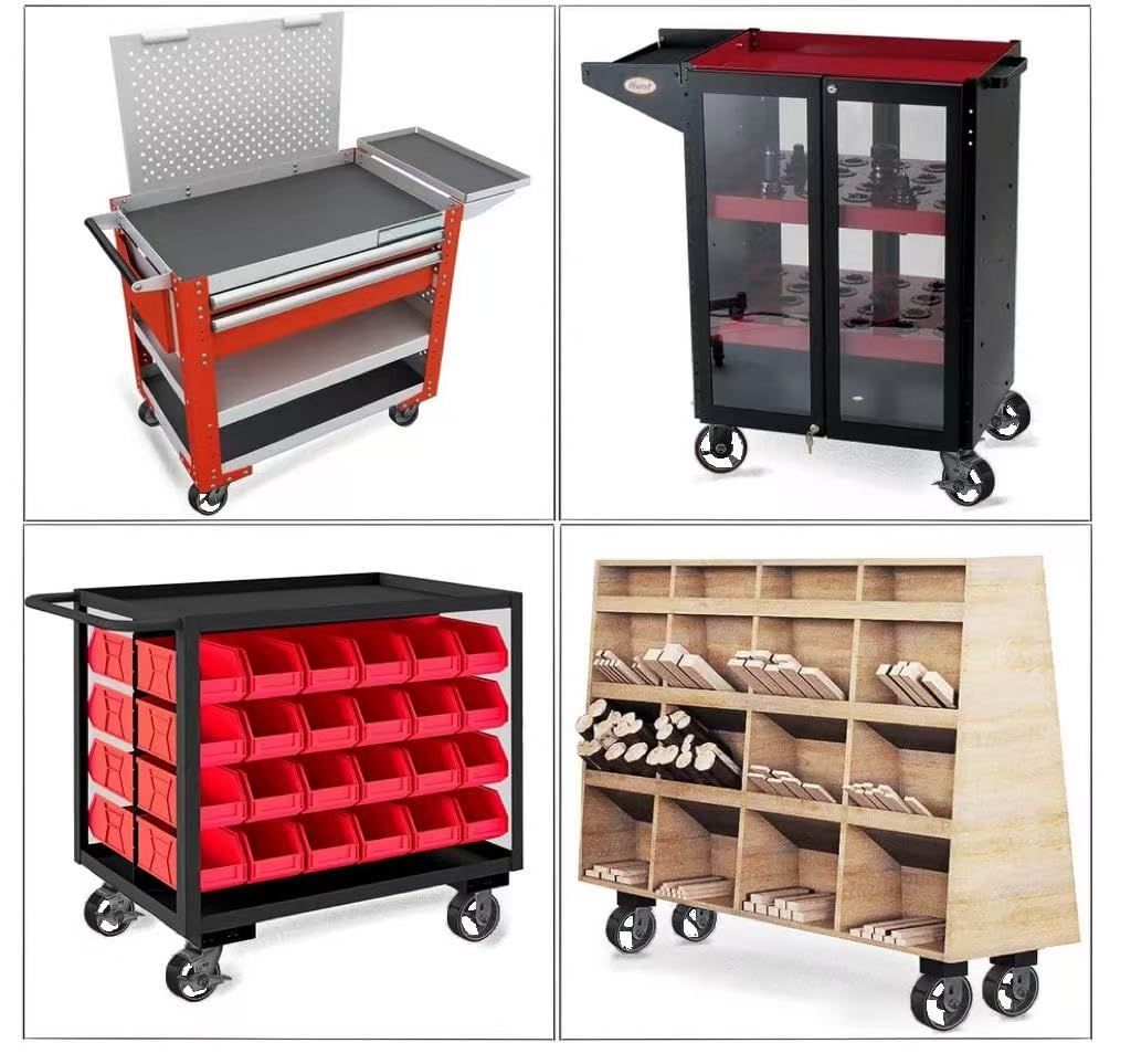 Industrial Caster Wheels 4X2 5X2 6X2 8X2 Heavy Duty 3200-6000 lbs - Cast Iron/Steel Rigid Brack Casters Set of 4 for Furniture,WorkBrench,Tool Box, Equipment (8 inch (2 Rigid+2 Brake))