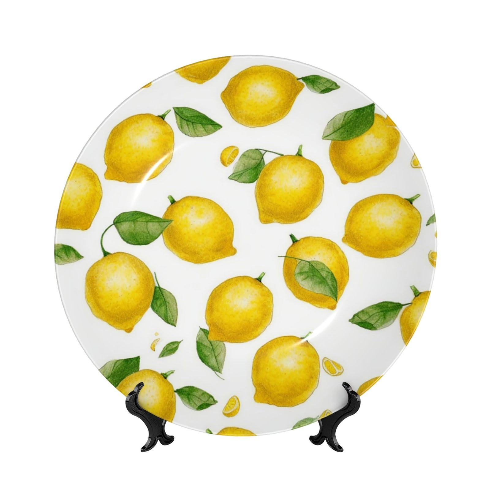 Assiette décorative murale en porcelaine avec support de présentation