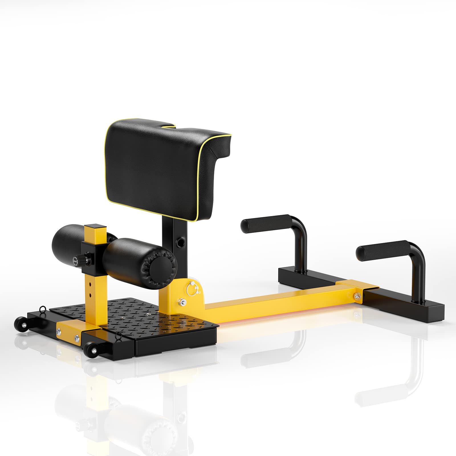 SPORFIT Sissy Squat Machine, 8 in 1 Adjustable Deep Squat Bench for Sit-Up, Push-Up, Elastic Band Lock for Full Body Exercise, Multi-Function Hip Thruster, Compact Glute Workout Equipment for Home Gym