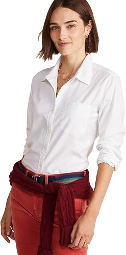 vineyard vines Women's Oxford Classic Button Down, White Cap