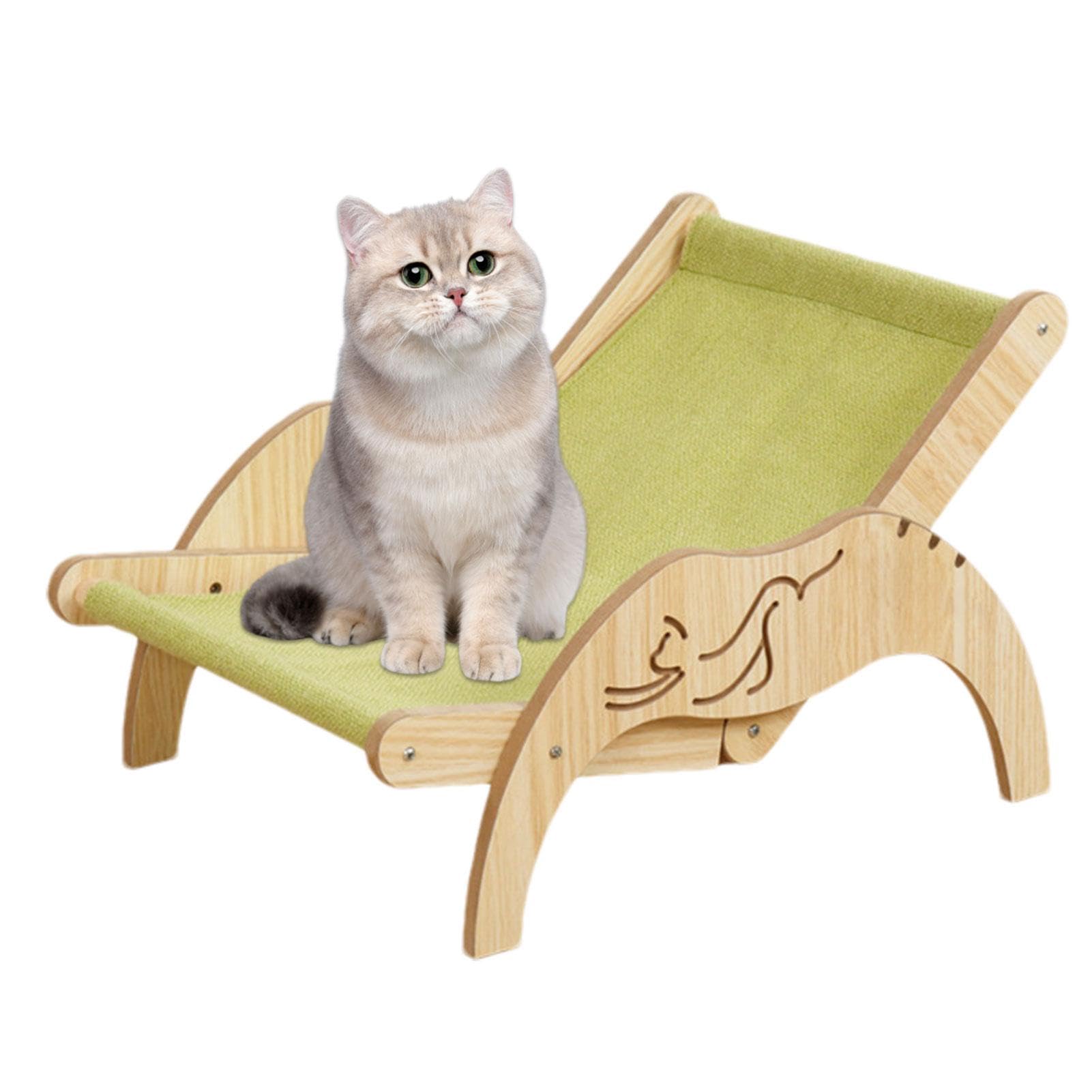 Chaise en sisal pour chat, chaise de plage, hamac pour chat | Lit surélevé pour chaton, chaise longue réglable avec griffoir en sisal, tapis confortable, chaise de plage pour chats de petite, moyenne