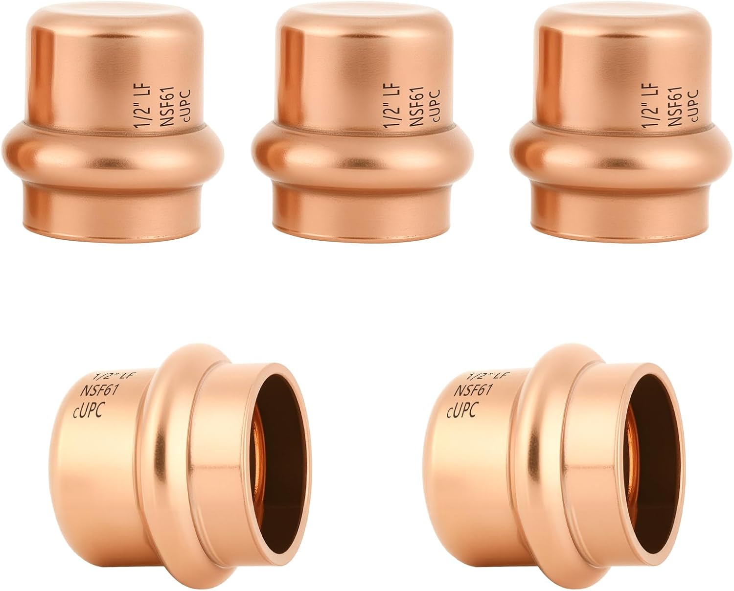 10-Pack YVSKM 3/4" Copper Press Cap, Lead-Free Copper Pipe Fitting End Cap for Press Plumbing Systems, Hot & Cold Water, Potable Water Applications