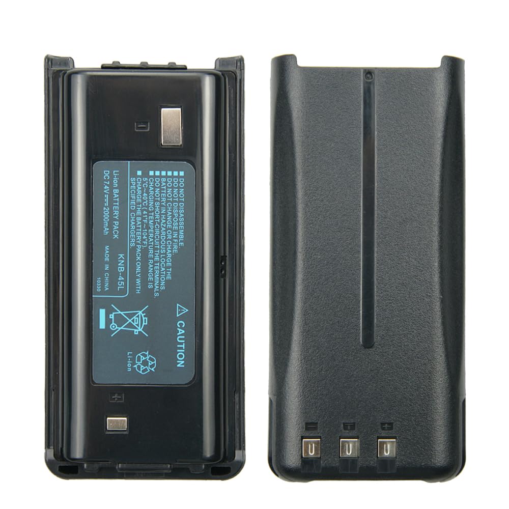 2 Pack 2000mAh KNB-45L Li-ion Replacement Battery for Kenwood TK-3312 TK-2200 TK-2207 TK-2312 TK-3200 TK-3207 TK-2202L TK-2212 TK-3212 TK-3300 TK-3302 NX240 NX340 NX348 KNB-29N KNB-53N KNB-69L