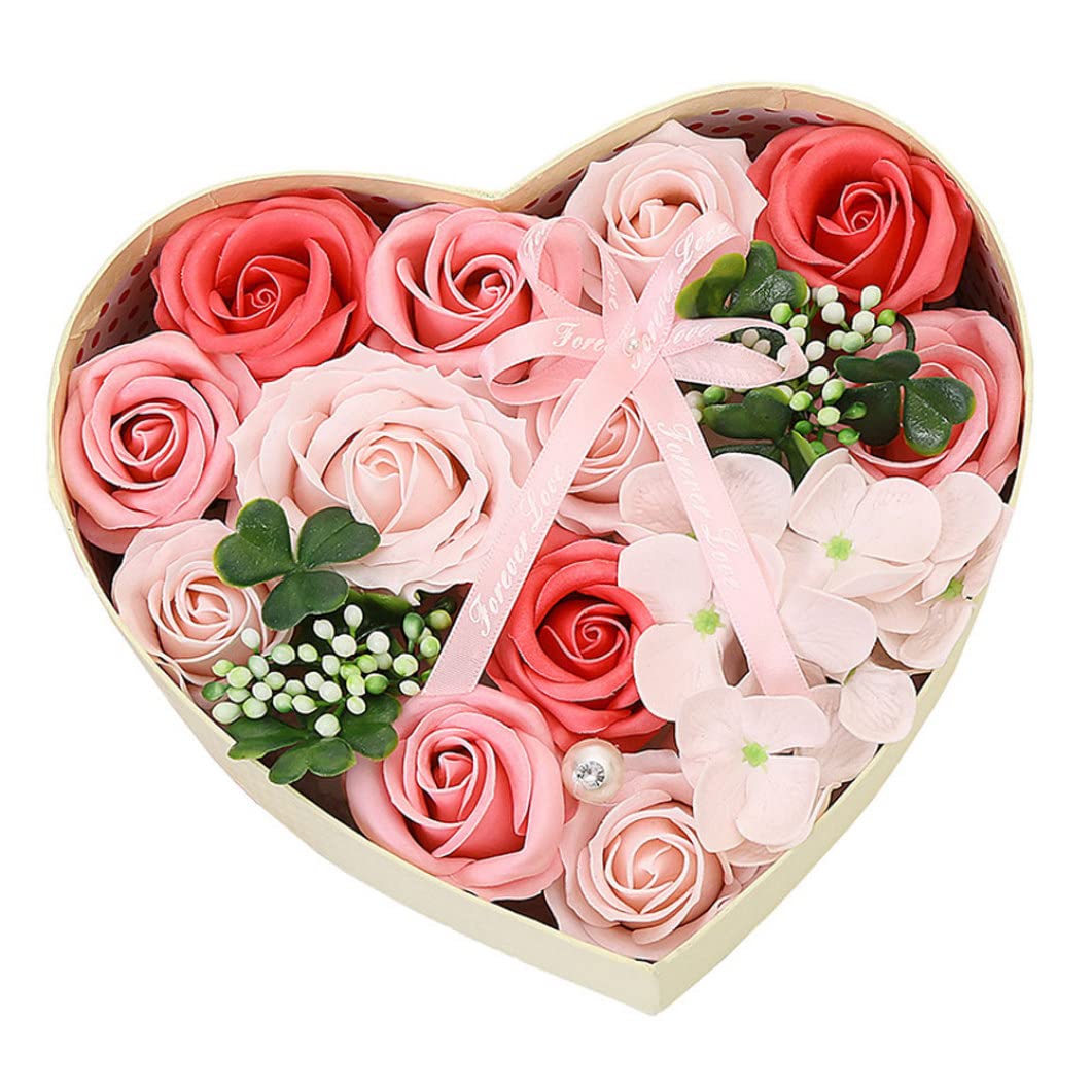 Grtheenumb Pink Bath Soap Rose Flower Floral Scented Rose Petal Bouquet For Valentines Day
