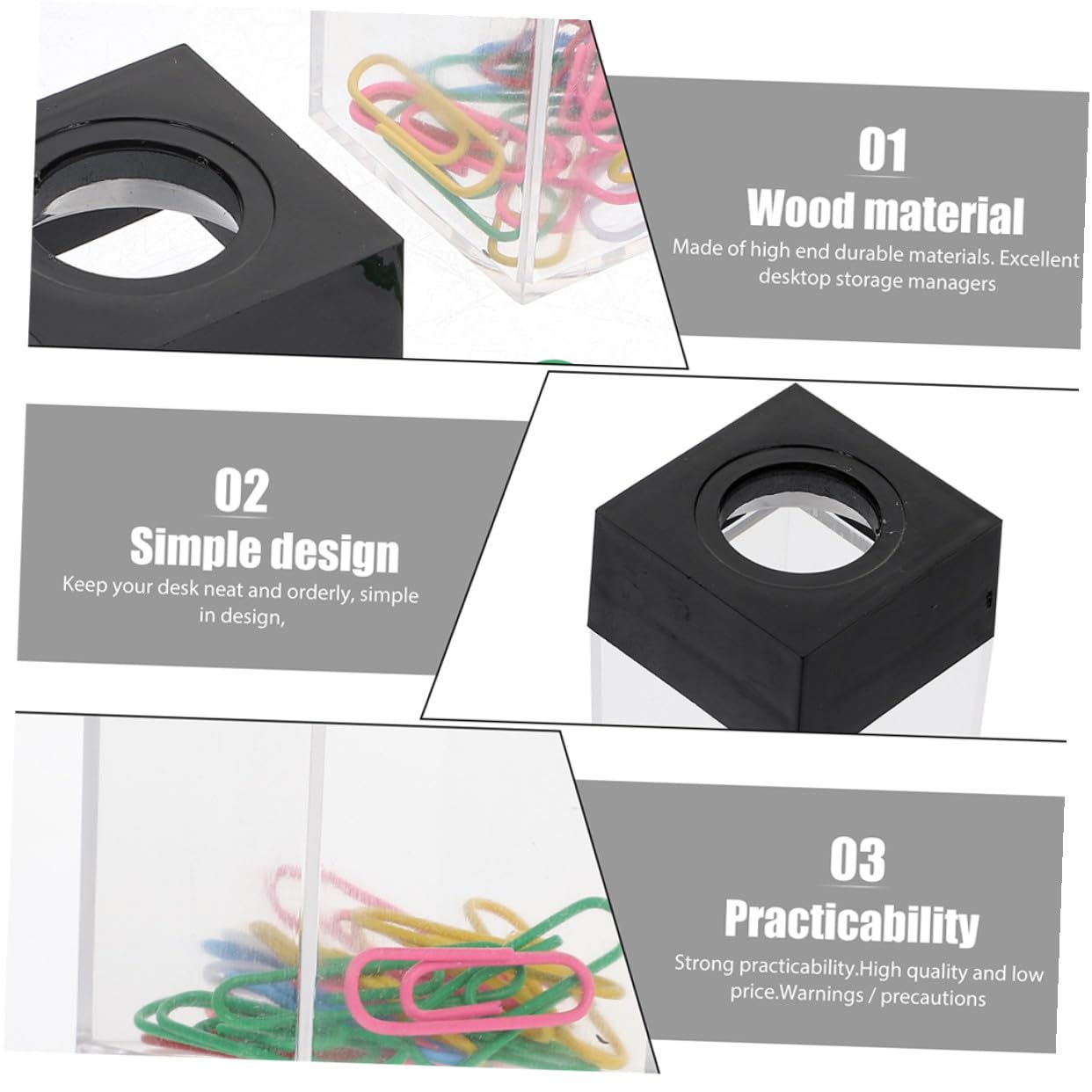 12 Pièces Organisateur Magnétique de Trombonnes pour Bureau Distributeur Carré Stable et Élégant pour Bureau École et Maison