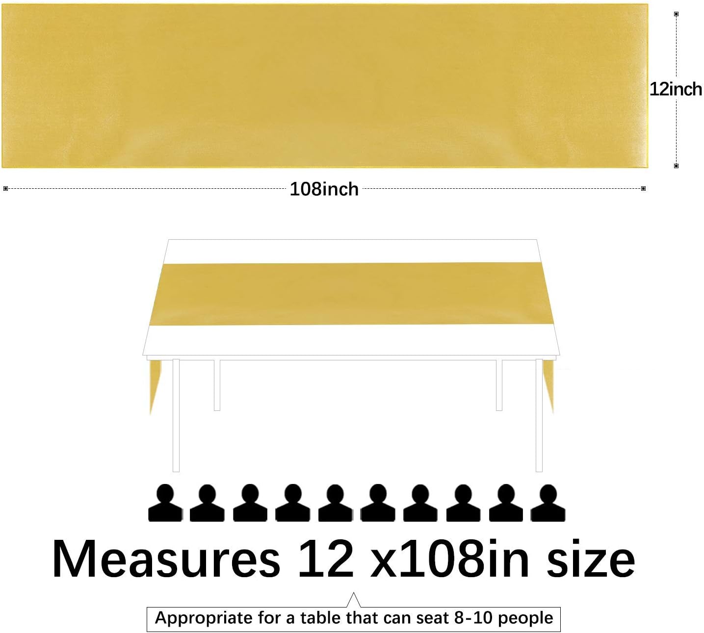 Gold Table Runners Set of 5 Satin Silky Table Runner 12 x 108 inch for Wedding Reception Party Ceremony Birthday Banquet Decorations : Home & Kitchen