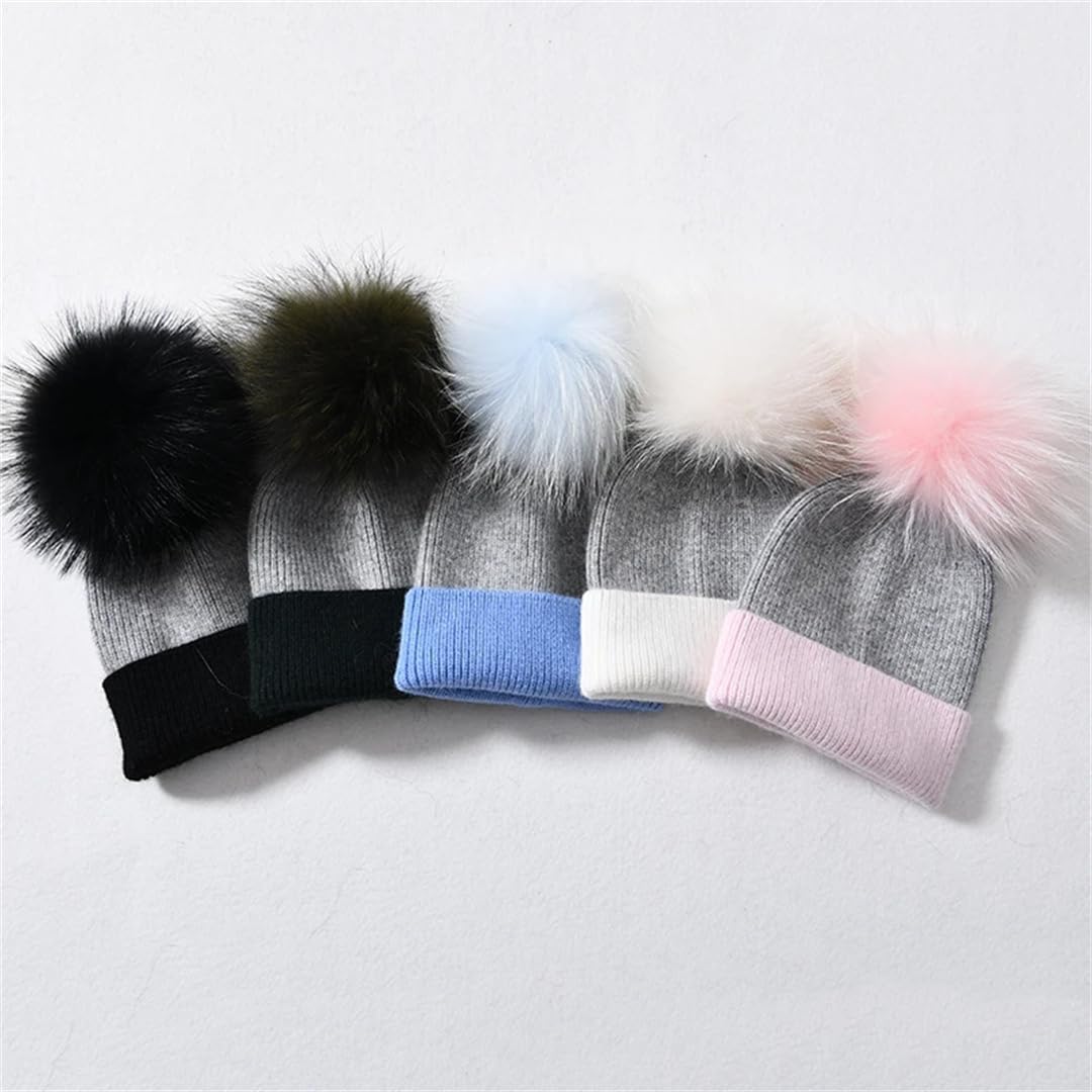 Children Hat Toddler Kids Baby Warm Winter Wool Hat Knit Beanie Two-Color Baby Boys Girls Fur Fuzzy Hat