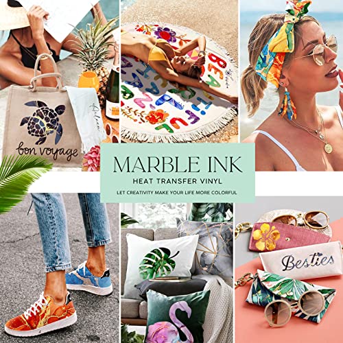 Souarts 10 Sheets Marble Htv Heat Transfer Vinyl 12 X 10 Inch Tie Dye Htv Glitter Watercolor Pattern Vinyl Permanent Print Htv For T-Shirts Clothes Bags Hats #TOP3
