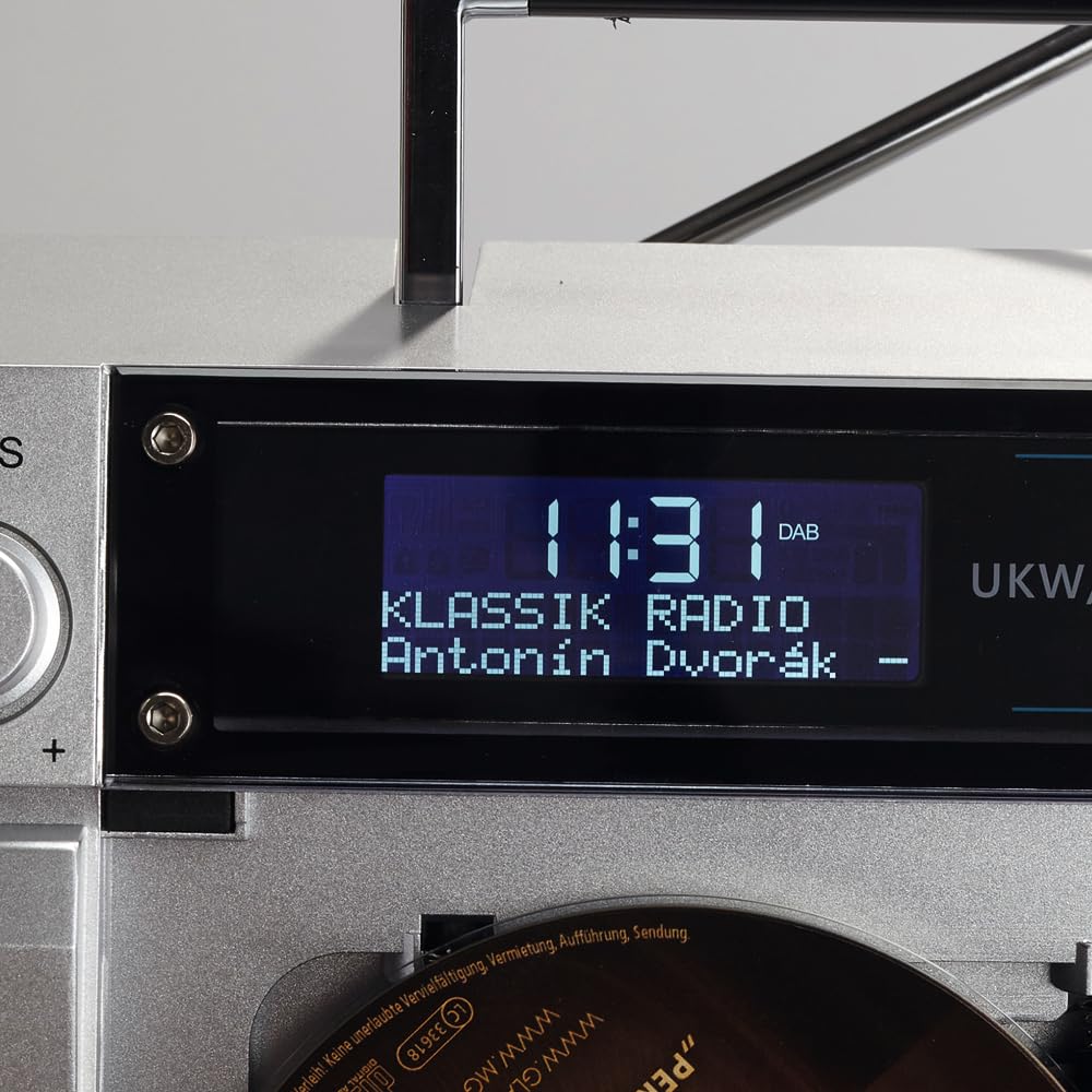 EUROtops DAB+-Boombox „Retro 1980er“ – Kassettendeck, CD, Bluetooth, USB, MicroSD, Radio, Aufnahmefunktion